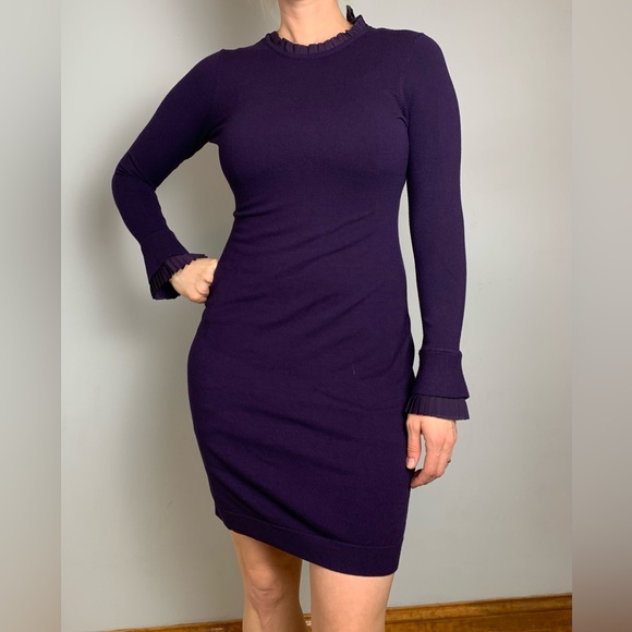 Etcetera Dresses & Skirts - Etcetra purple sweater dress with long sleeve and ruffle detail. Size small